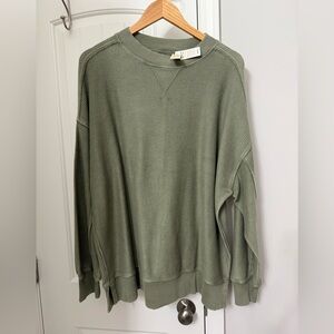Aerie Green Crewneck Top Relaxed Fit